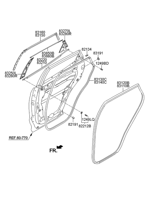 2015 Hyundai Santa Fe Sport Garnish Assembly-Rear Door Rear Frame,LH Diagram for 83270-2W000