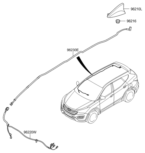 2013 Hyundai Santa Fe Sport Combination Antenna Assembly Diagram for 96210-4Z300-S3B