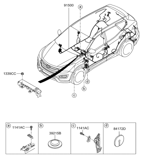 2015 Hyundai Santa Fe Sport Wiring Assembly-Floor Diagram for 91500-4Z011