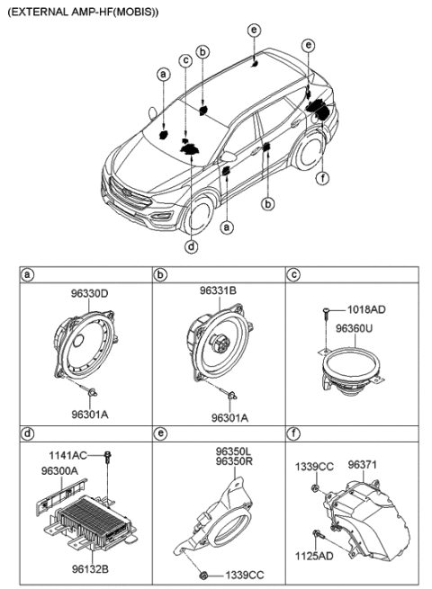 2013 Hyundai Santa Fe Sport Amplifier Assembly Diagram for 96370-4Z001