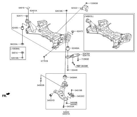 2014 Hyundai Santa Fe Sport Stay,LH Diagram for 62476-2W000