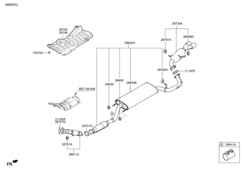 2014 Hyundai Santa Fe Sport Center Exhaust Pipe Diagram for 28650-4Z500