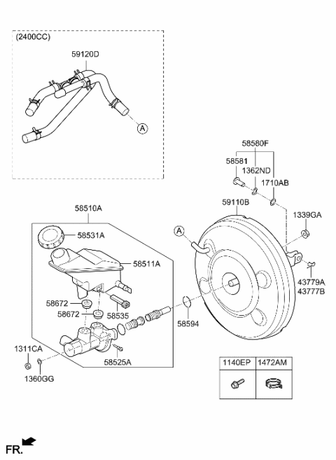 2013 Hyundai Santa Fe Sport Booster Assembly-Brake Diagram for 59110-4Z300