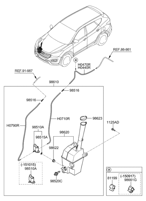 2019 Hyundai Kona Electric Windshield Washer Reservoir Assembly Diagram for 98620-4Z000