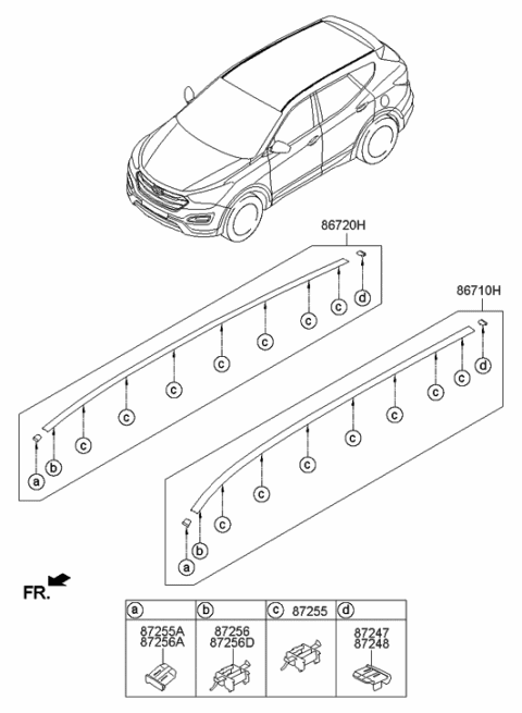 2013 Hyundai Santa Fe Sport Roof Garnish & Rear Spoiler Diagram 1