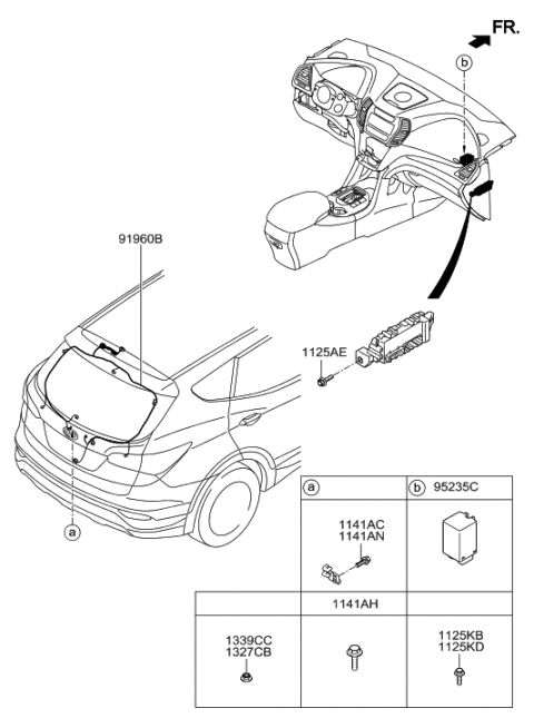 2014 Hyundai Santa Fe Sport Wiring Assembly-Tail Gate Diagram for 91680-4Z020