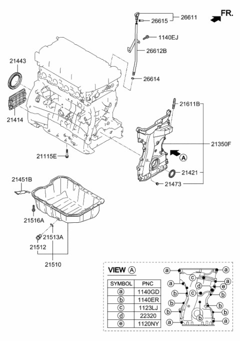 2015 Hyundai Santa Fe Sport Belt Cover & Oil Pan Diagram 1