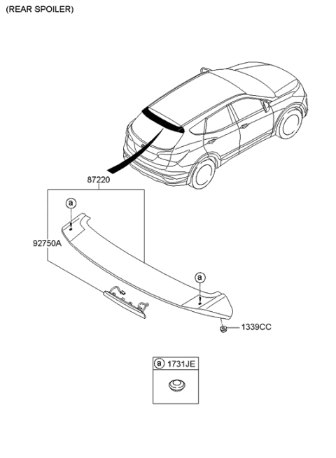 2013 Hyundai Santa Fe Sport Roof Garnish & Rear Spoiler Diagram 3