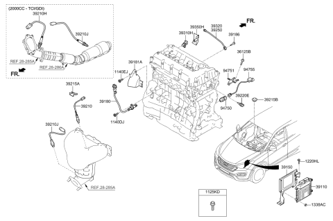 2019 Hyundai Kona Sensor Assembly-Oxygen,Rear Diagram for 39210-2G850