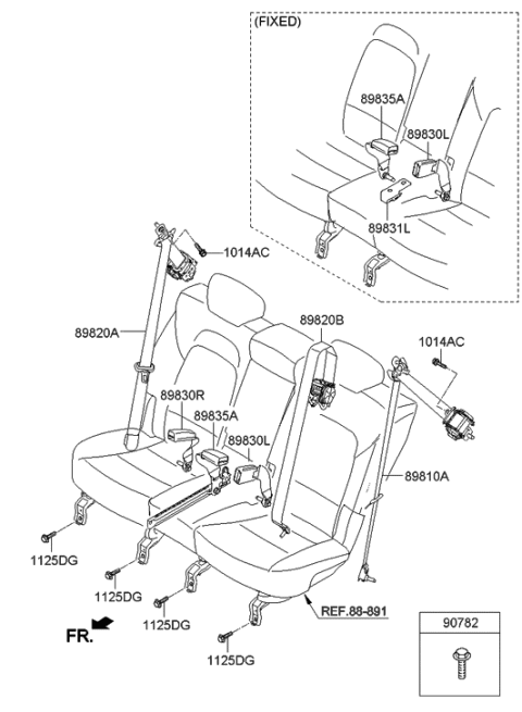 2015 Hyundai Santa Fe Sport Rear Seat Belt Diagram