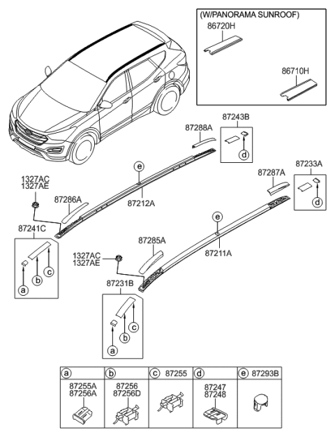2014 Hyundai Santa Fe Sport Rack Assembly-Roof RH Diagram for 87280-2W500-EB