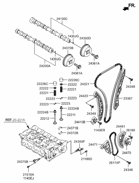 2015 Hyundai Santa Fe Sport Camshaft & Valve Diagram 2