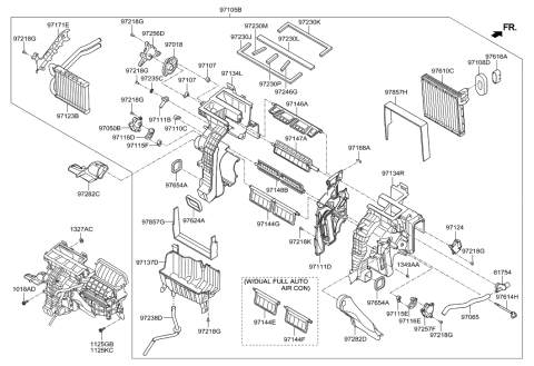 2019 Hyundai Kona Case-Heater & Evaporator,RH Diagram for 97135-4Z000