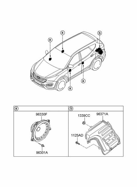 2013 Hyundai Santa Fe Sport Door Speaker And Protector Assembly Diagram for 96330-4Z000