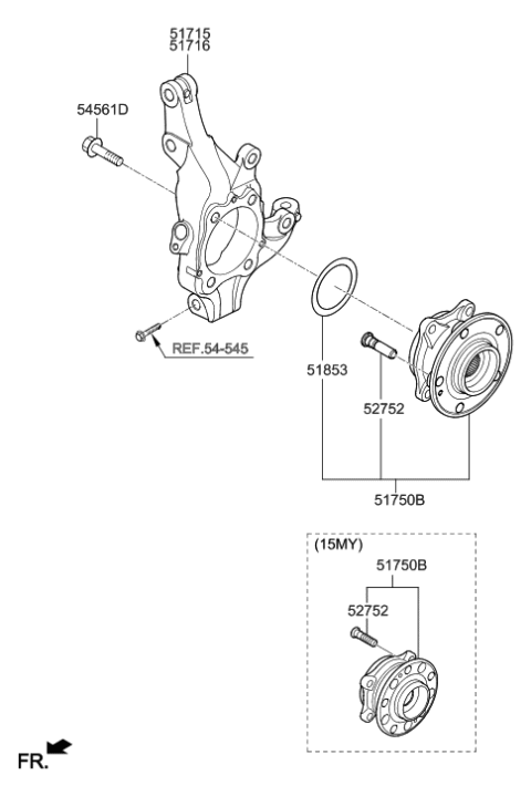 2019 Hyundai Kona Electric Knuckle-Front Axle,RH Diagram for 51716-2W500
