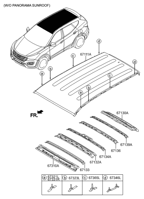 2014 Hyundai Santa Fe Sport Roof Panel Diagram 1