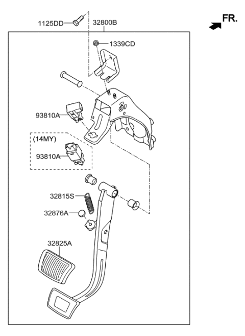 2014 Hyundai Santa Fe Sport Pedal Assembly-Brake Diagram for 32800-4Z100