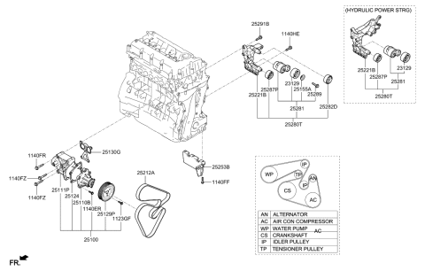 2013 Hyundai Santa Fe Sport Tensioner Assembly Diagram for 25280-2G616