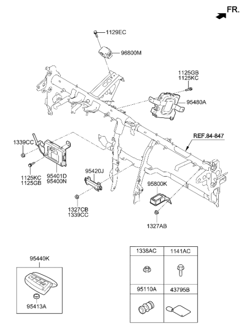 2013 Hyundai Santa Fe Sport Smart Key Fob Diagram for 95440-4Z200