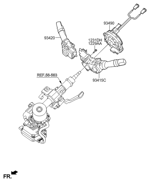 2015 Hyundai Santa Fe Sport Contact Clock Spring W/O Heated Steering Wheel Diagram for 93490-4Z120