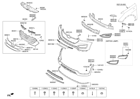 2015 Hyundai Santa Fe Sport Bracket-Front Bumper Side Reinforcement,L Diagram for 86577-4Z000