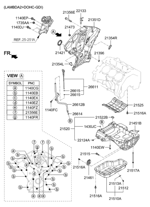 2014 Hyundai Genesis Oil Level Gauge Rod Assembly Diagram for 26611-3C503