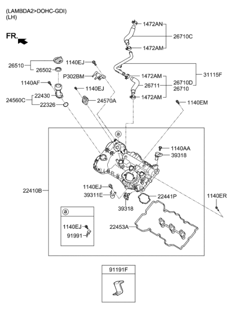 2010 Hyundai Veracruz O-Ring Diagram for 22432-3C400