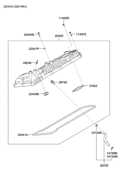 2014 Hyundai Genesis Old Body Style Rocker Cover Diagram 11