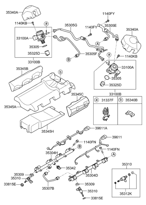 2014 Hyundai Genesis Old Body Style Throttle Body & Injector Diagram 4