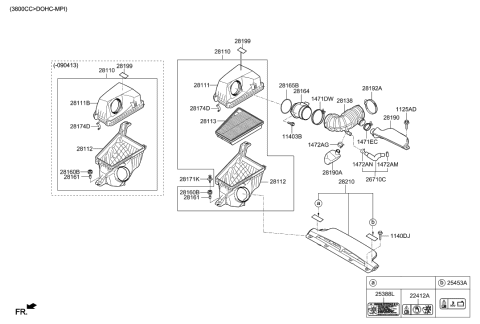2014 Hyundai Genesis Old Body Style Air Cleaner Diagram 3