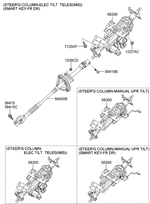 2014 Hyundai Genesis Old Body Style Steering Column & Shaft Diagram