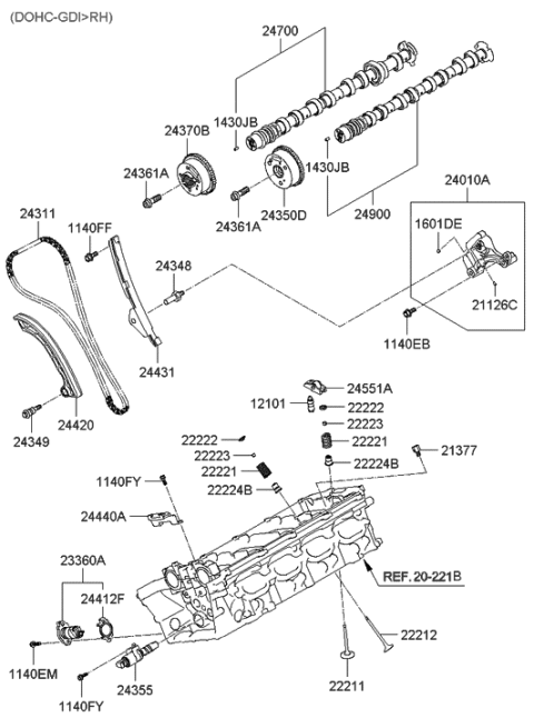 2014 Hyundai Genesis Old Body Style Camshaft & Valve Diagram 11