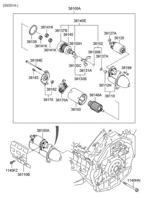 2009 Hyundai Veracruz Switch Assembly-Starter Magnetic Diagram for 36120-3C200