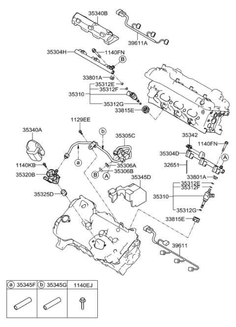 2013 Hyundai Genesis Throttle Body & Injector Diagram 1