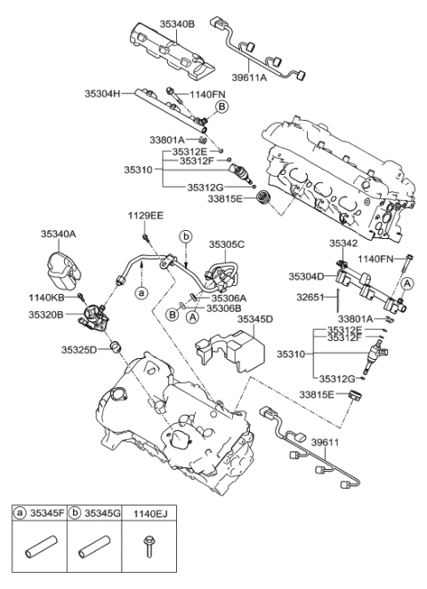 2014 Hyundai Genesis Old Body Style Throttle Body & Injector Diagram 1