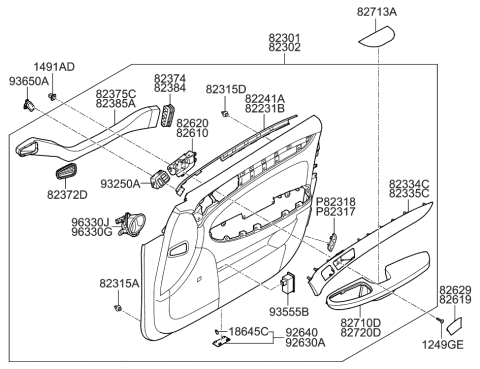 2012 Hyundai Genesis Front Door Trim Diagram 1