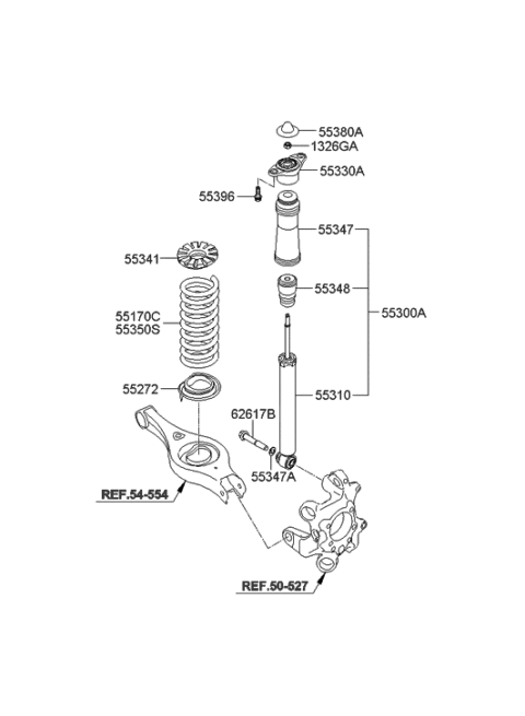 2009 Hyundai Genesis Rear Shock Absorber Assembly Diagram for 55311-3M802