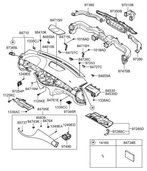 2009 Hyundai Genesis Plate Assembly-Crash Pad,RH Diagram for 84790-3M300-PW2