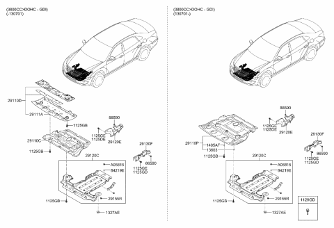 2010 Hyundai Genesis Cover-Front,Under Diagram for 29140-3M000