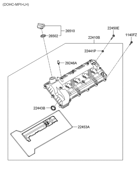 2014 Hyundai Genesis Old Body Style Rocker Cover Diagram 5