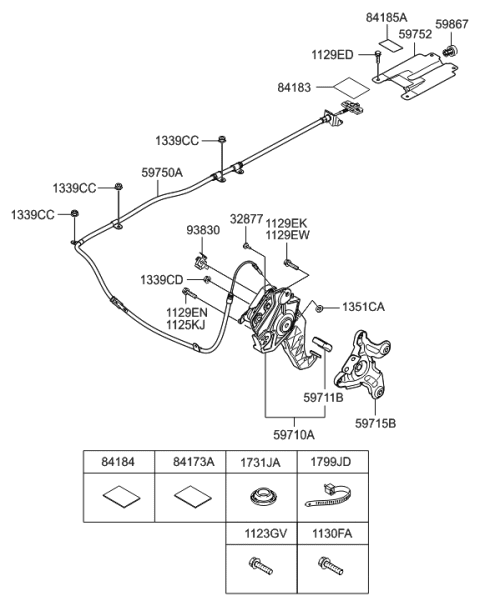 2014 Hyundai Genesis Bracket Assembly-Parking Brake Mounting Diagram for 59715-3M000