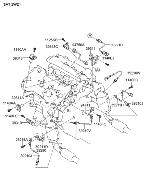 2011 Hyundai Genesis Extension Wire-Oil Temperature Diagram for 39221-3C100