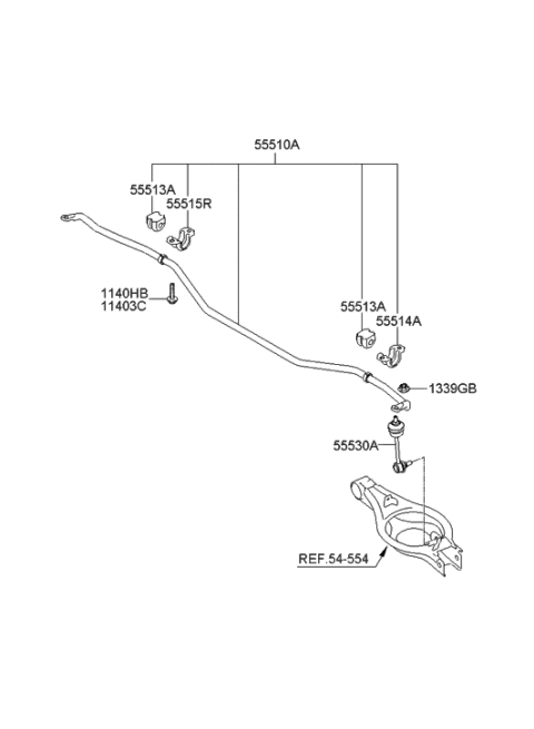 2014 Hyundai Genesis Bar Assembly-Rear Stabilizer Diagram for 55510-3M100