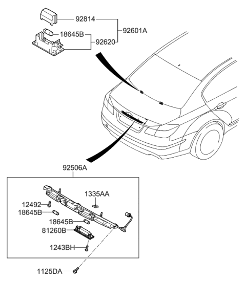 2013 Hyundai Genesis License Plate & Interior Lamp Diagram