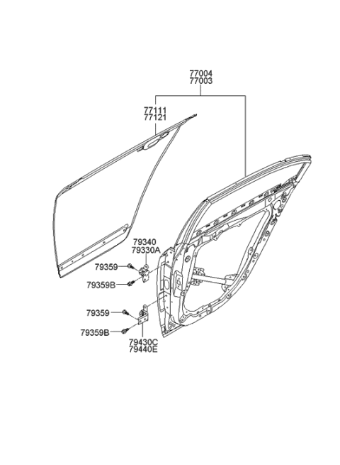 2007 Hyundai Veracruz Hinge Assembly-Rear Door Upper,RH Diagram for 79420-3M000