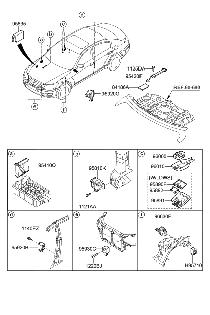 2008 Hyundai Genesis Buglar Horn-Keyless Entry Diagram for 96630-3M000