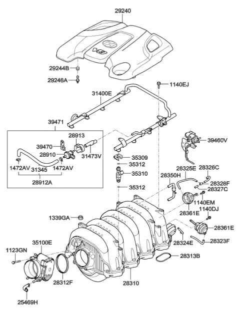 2011 Hyundai Genesis Manifold Assembly-Intake Diagram for 28310-3F400