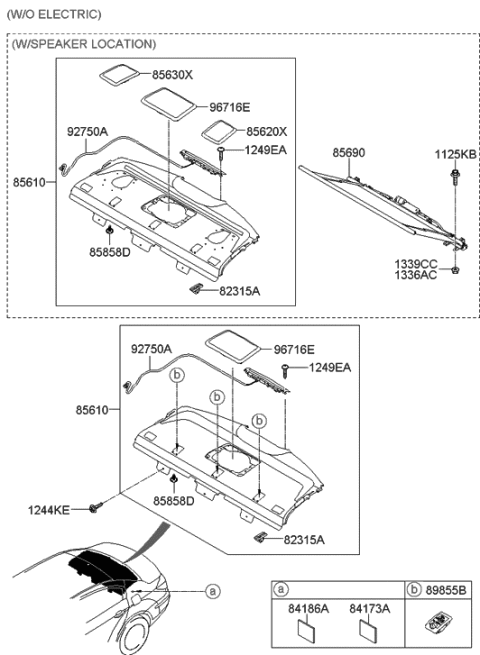 2014 Hyundai Genesis Old Body Style Rear Package Tray Diagram 1