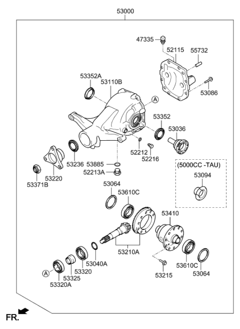 2013 Hyundai Genesis Carrier Assembly Diagram for 53010-3C300