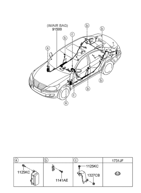 2011 Hyundai Genesis Wiring Assembly-Floor Diagram for 91381-3M491